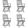 vidaXL Chaises pliables d'extérieur 4 pcs avec coussins Bois d'acacia