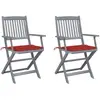 vidaXL Chaises pliables d'extérieur lot de 4 et coussins Bois d'acacia
