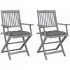 Chaises pliables d'extérieur lot de 2 et coussins Bois d'acacia vidaXL