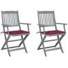 vidaXL Chaises pliables d'extérieur lot de 4 et coussins Bois d'acacia