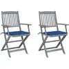 vidaXL Chaises pliables d'extérieur 4 pcs avec coussins Bois d'acacia