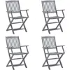 vidaXL Chaises pliables d'extérieur 4 pcs avec coussins Bois d'acacia