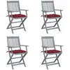 vidaXL Chaises pliables d'extérieur 4 pcs avec coussins Bois d'acacia