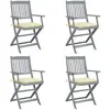 vidaXL Chaises pliables d'extérieur 4 pcs avec coussins Bois d'acacia