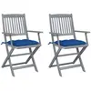 vidaXL Chaises pliables d'extérieur 4 pcs avec coussins Bois d'acacia