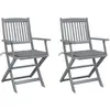 vidaXL Chaises pliables d'extérieur 2 pcs avec coussins Bois d'acacia