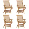 vidaXL Chaises de jardin avec coussins beige 4 pcs Bois de teck massif