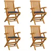 vidaXL Chaises de jardin avec coussins anthracite 4 pcs Bois de teck