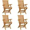 vidaXL Chaises de jardin avec coussins beige 4 pcs Bois de teck massif