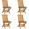 vidaXL Chaises de jardin avec coussins gris 6 pcs Bois de teck massif