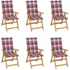vidaXL Chaises de jardin 6 pcs avec coussins à carreaux rouge Teck