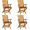vidaXL Chaises de jardin avec coussins taupe 4 pcs Bois de teck massif