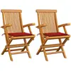 vidaXL Chaises de jardin avec coussins rouge 4 pcs Bois de teck massif