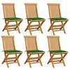 vidaXL Chaises de jardin avec coussins vert 6 pcs Bois de teck massif