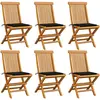 vidaXL Chaises de jardin avec coussins noir 6 pcs Bois de teck massif