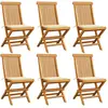 vidaXL Chaises de jardin avec coussins crème 6 pcs Bois de teck massif