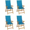 vidaXL Chaises de jardin 6 pcs avec coussins bleu Bois de teck