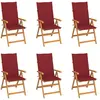 vidaXL Chaises de jardin 6 pcs avec coussins bordeaux Bois de teck