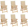 vidaXL Chaises de jardin lot de 6 avec coussins beige Bois teck massif