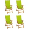 vidaXL Chaises de jardin lot de 6 avec coussins vert vif Bois de teck