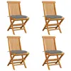 vidaXL Chaises de jardin avec coussins gris 6 pcs Bois de teck massif