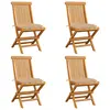 vidaXL Chaises de jardin avec coussins beige 6 pcs Bois de teck massif