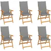 vidaXL Chaises de jardin lot de 6 avec coussins gris Bois teck massif