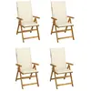 vidaXL Chaises inclinables de jardin 4 pcs avec coussins Bois d'acacia