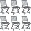 vidaXL Chaises pliables d'extérieur lot de 6 et coussins Bois d'acacia
