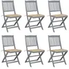 vidaXL Chaises pliables d'extérieur 6 pcs avec coussins Bois d'acacia