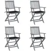 vidaXL Chaises pliables d'extérieur 6 pcs avec coussins Bois d'acacia