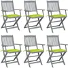 vidaXL Chaises pliables d'extérieur lot de 6 et coussins Bois d'acacia
