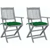 vidaXL Chaises pliables d'extérieur lot de 6 et coussins Bois d'acacia