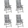 vidaXL Chaises inclinables de jardin 4 pcs avec coussins Bois d'acacia