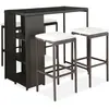 vidaXL - 5-delige - Tuinbarset - met - kussens - poly - rattan - bruin