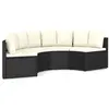 vidaXL Salon de jardin 4 pcs avec coussins Résine tressée Noir