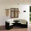 vidaXL Salon de jardin 7 pcs avec coussins Résine tressée Noir