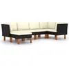 vidaXL Salon de jardin 6 pcs avec coussins Résine tressée Noir