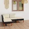vidaXL Salon de jardin 4 pcs avec coussins Résine tressée Noir