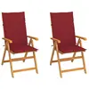 vidaXL Chaises de jardin 4 pcs avec coussins bordeaux Bois de teck