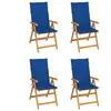vidaXL Chaises de jardin 4 pcs avec coussins bleu royal Bois de teck