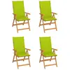 vidaXL Chaises de jardin 4 pcs avec coussins vert vif Bois de teck