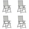 vidaXL Chaises inclinables de jardin 4 pcs Gris Bois solide d'acacia