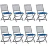 vidaXL Chaises pliables d'extérieur 6 pcs avec coussins Bois d'acacia