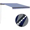 vidaXL Auvent manuel rétractable avec LED 300x250 cm Bleu et blanc