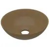vidaXL Lavabo de salle de bain Céramique Crème mat Rond
