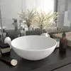 vidaXL Lavabo de salle de bain Céramique Blanc mat Rond