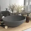vidaXL Lavabo ovale de luxe Gris foncé mat 40x33 cm Céramique