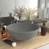 vidaXL Lavabo rond de luxe de salle Gris clair mat 32,5x14cm Céramique