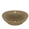 vidaXL Lavabo ovale de luxe à trop-plein Crème mat 58,5x39cm Céramique